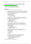Essentials of psychiatric mental health test bank Shuo&comma; Complete Guide A&plus;