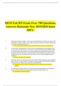 HESI Exit RN Exam Over 700 Questions, Answers Rationale
