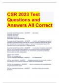 CSR 2023 Test Questions and Answers All Correct 