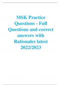 MSK Practice Questions - Full Questions and correct answers with Rationales latest