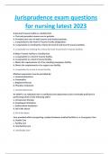 Jurisprudence exam questions for nursing well solved 2023