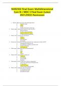 NUR2502 Final Exam Multidimensional Care III MDC 3 Final Exam &lpar;Latest 2021-2022&rpar; Rasmussen