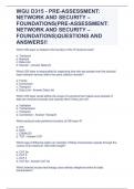 WGU D315 - PRE-ASSESSMENT: NETWORK AND SECURITY – FOUNDATIONS(PRE-ASSESSMENT: NETWORK AND SECURITY – FOUNDATIONS)QUESTIONS AND ANSWERS!!