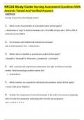 NR324 Study Guide Nursing Assessment Questions With Answers Tested And Verified Answers