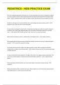 PEDIATRICS - HESI PRACTICE EXAM&vert; Questions with 100&percnt; Correct Answers &vert; Verified