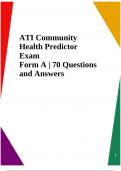 ATI Community Health Predictor Exam Form A &vert; 70 Questions and Answers