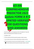 ATI RN COMPREHENSIVE PREDICTOR 2023 update FORM A B C UPATED VERIFIED 200 QUESTIONS AND ANSWERS