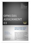OPM1501 assignment 3 2023. 100% reliable answers.