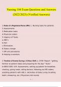 Nursing 104- Exam Questions 2023 - 2024 With Verified Answers