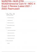 NUR2755 / NUR 2755  Multidimensional Care IV / MDC 4  Exam 3 Review (Latest 2021 /  2022) Rasmussen