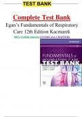 Test Bank for Egan's Fundamentals of Respiratory Care 12th Edition by Kacmarek