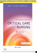 Test Bank - Introduction to Critical Care Nursing 7e (Sole 2016) / Introduction To Critical Care Nursing 7th Edition Test Bank