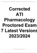 Corrected ATI Pharmacology Proctored Exam 7 Latest Versions 2023/2024