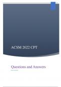ACSM 2022 CPT Questions and Answers 100&percnt; VERIFIED