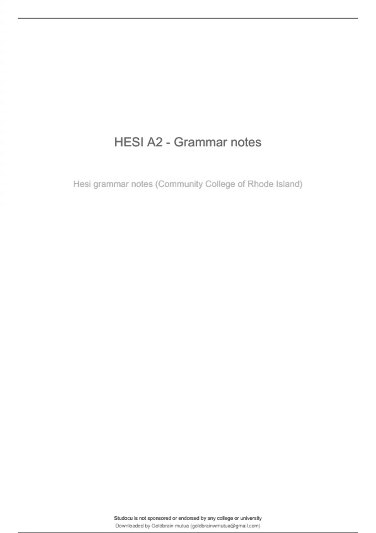 HESI A2 - Grammar notes - HESI 2023 - Stuvia US