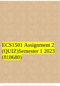 ECS1501 Assignment 2 (QUIZ)Semester 1 2023 (818680)
