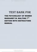 TEST BANK FOR THE PSYCHOLOGY OF WOMEN MARGARET W. MALTINS 7TH EDITION WITH INSTRUCTORS MANUAL ALL CHAPTERS