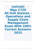 (solved)  Wgu C720  All Unit Quizzes - Operations and Supply Chain Management  Exam With 100%  Correct Answers 2023