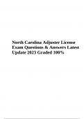 North Carolina Adjuster License Exam Questions & Answers Latest Update 2023 Graded 100&percnt;