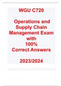 WGU C720   Operations and Supply Chain Management Exam with  100%  Correct Answers   2023/2024