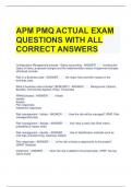APM PMQ ACTUAL EXAM QUESTIONS WITH ALL CORRECT ANSWERS 