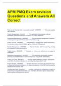 APM PMQ Exam revision Questions and Answers All Correct 