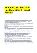 APM PMQ Revision Exam Questions with All Correct Answers 