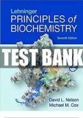 Test Bank for Lehninger Principles of Biochemistry, 7th Edition by David L. Nelson, All  Chapters Covered