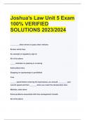 Joshua's Law Unit 5 Exam 100% VERIFIED  SOLUTIONS 2023/2024