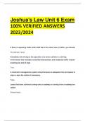 Joshua's Law Unit 6 Exam 100% VERIFIED ANSWERS  2023/2024