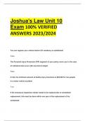 Joshua's Law Unit 10 Exam 100% VERIFIED  ANSWERS 2023/2024