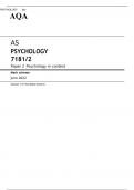 AQA AS PSYCHOLOGY 7181/2 Paper 2 Psychology in context Mark scheme June 2022