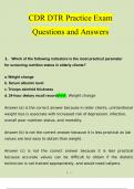 CDR DTR Practice Exam Over 100 Questions and Answers 2023 &vert; 100&percnt; Verified