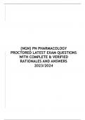 &lbrace;NGN&rcub; PN PHARMACOLOGY PROCTORED LATEST EXAM QUESTIONS WITH COMPLETE & VERIFIED RATIONALES AND ANSWERS 2023&sol;2024