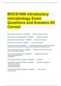 BHCS1006 introductory microbiology Exam Questions and Answers All Correct