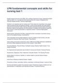 LPN fundamental concepts and skills for nursing test 1