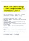 BHCS1006 Microbiology 1&2 Exam Questions and Answers All Correct 
