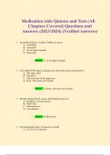 Medication Aide Quizzes and Tests &vert;All Chapters Covered&vert; Questions and Answers &lpar;2023&sol;2024&rpar; &lpar;Verified Answers&rpar;