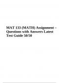 MAT 133 (MATH) Assignment – Questions with Answers Latest Test Guide 50/50