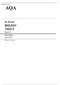 AQA A level BIOLOGY Paper 1, 2 and 3 JUNE 2022 QUESTION PAPER and MARK SCHEME