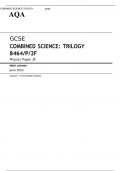 AQA GCSE COMBINED SCIENCE TRILOGY 8464/P/2F Physics Paper 2F Mark scheme June 2022