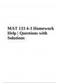 4-3 Homework Help | Questions with Solutions (MAT 133-J4254)