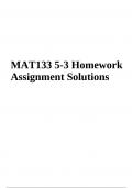 MAT 133 5-3 Homework Assignment Solutions (MAT 133-J4254)