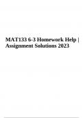 MAT 133-J4254 | MAT 133 6-3 Homework Help | Assignment Solutions 2023 (MATH)