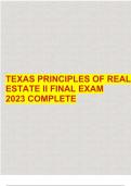 TEXAS PRINCIPLES OF REAL ESTATE II FINAL EXAM 2023 COMPLETE