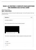 MUSIC 162 MIDTERM 2 COMPLETE EXAM QUESTIONS AND ANSWERS 2023 ACTUAL GUIDE