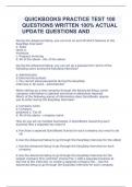 QUICKBOOKS PRACTICE TEST 100 QUESTIONS WRITTEN 100&percnt; ACTUAL UPDATE QUESTIONS AND ANSWERS
