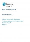 Mark Scheme (Result) November 2022 Pearson Edexcel GCE Mathematics Advanced Subsidiary Level in Mathematics Paper 8MA0/01