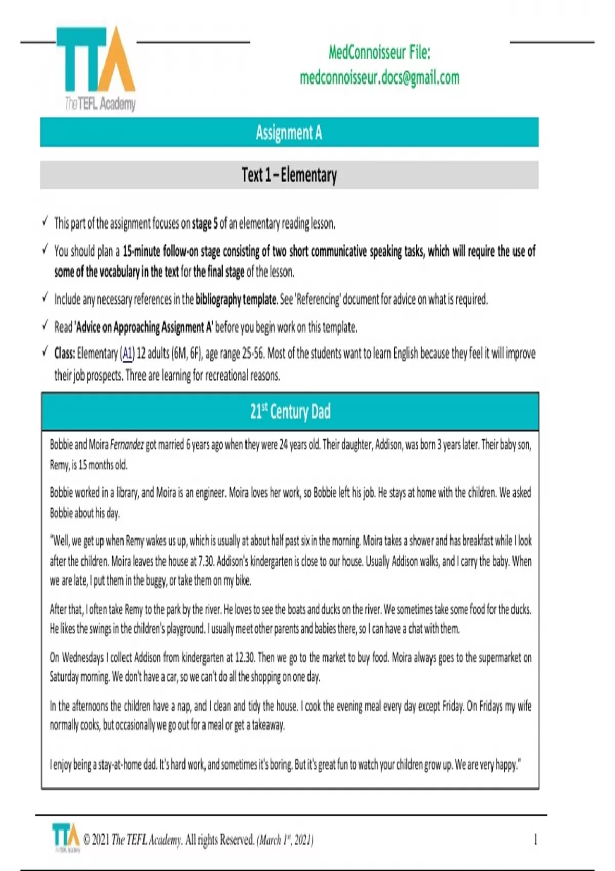 The TEFL Academy Level 5 TEFL Course (Qualifi) Assignment A Text 1,2