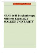 NRNP 6645 Psychotherapy Midterm Exam 2022 - WALDEN UNIVERSITY